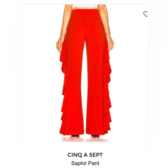 Cinq A Sept Women’s Chic Saphir Pant Grenadine Ruffle Palazzo Party NWT Size 0 - Picture 3 of 13